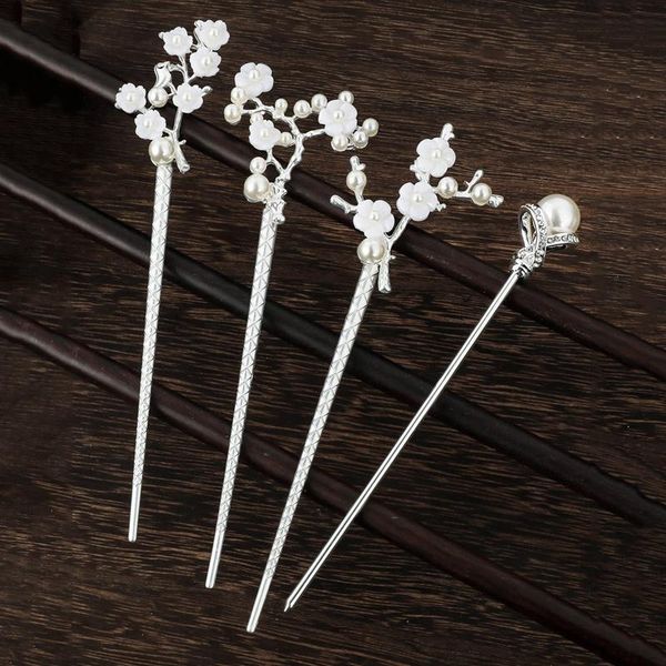 

hair clips & barrettes chinese traditional flower simulated pearls tassel clasp hairpin women girl wedding pearl vintage, Golden;silver