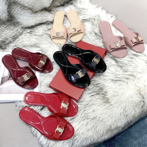 

summer selling women peep-toe slippers classic clasp comfort loafers pure color luxury jelly shoes fad designer open-toe sandals slides beac, Black