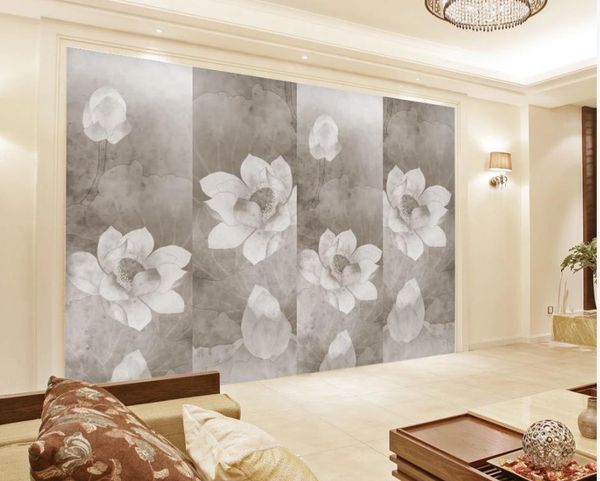 

wallpapers wallpaper for walls 3 d living room chinese retro lotus art tv background wall