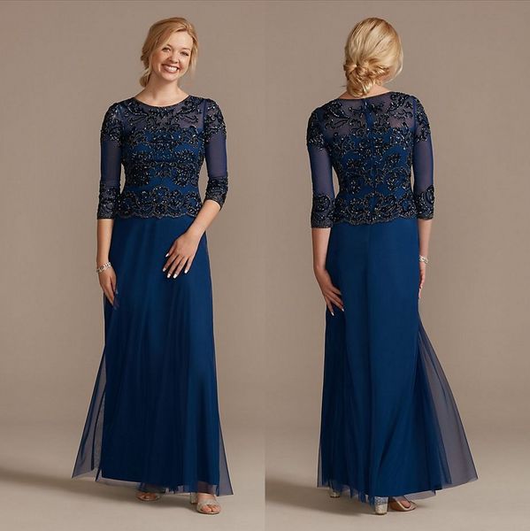 

charming sequined lace mother of the bride dresses jewel neck long sleeves evening gowns tulle floor length wedding guest dress, Black;red