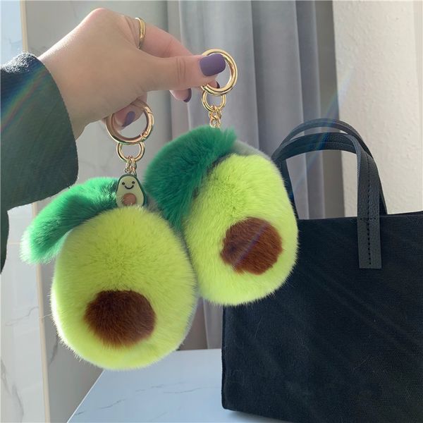 Carro Keychain Saco Hangings Top Quality Real Rex Coelho Pendão Pingente Abacate Mulheres Macias Meninas Presente Design