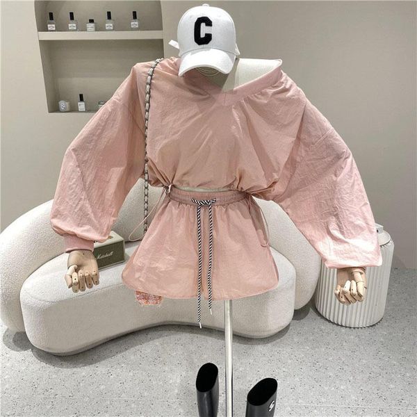 

women's tracksuits v-neck short sweatshirt + wide leg drawstring shorts two 2 piece sets womens outfits set women summer pink outfit pa, Gray