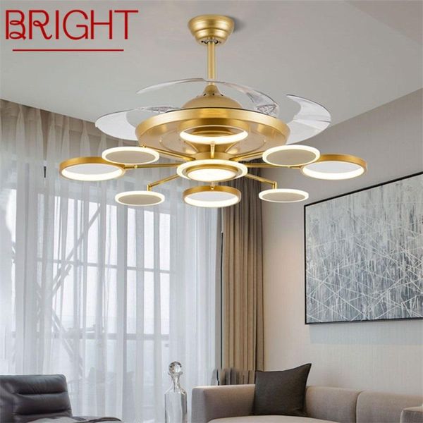 Ventiladores de teto Bright Fan Lights Lamps Controle remoto sem lâmina LED GOLD MODERN LED para restaurante de sala de jantar em casa