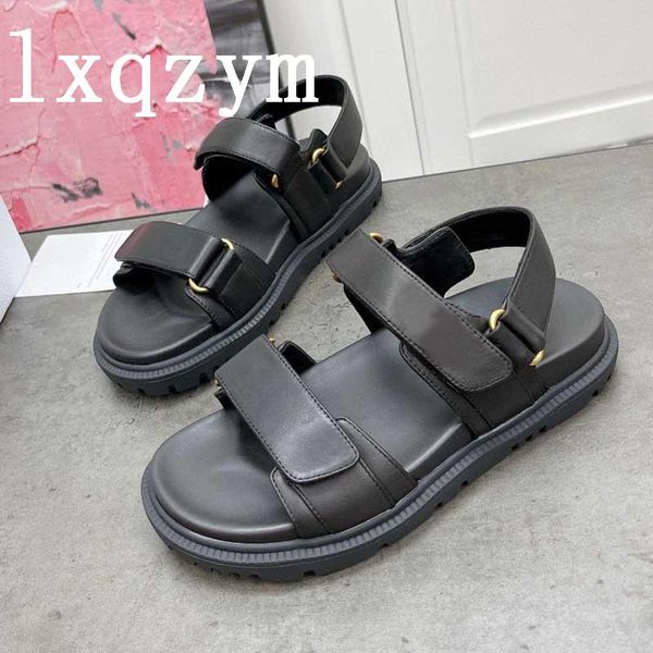 

sandals shoes women thick sole woman hook casual beach ladies black white leopard pattern flats