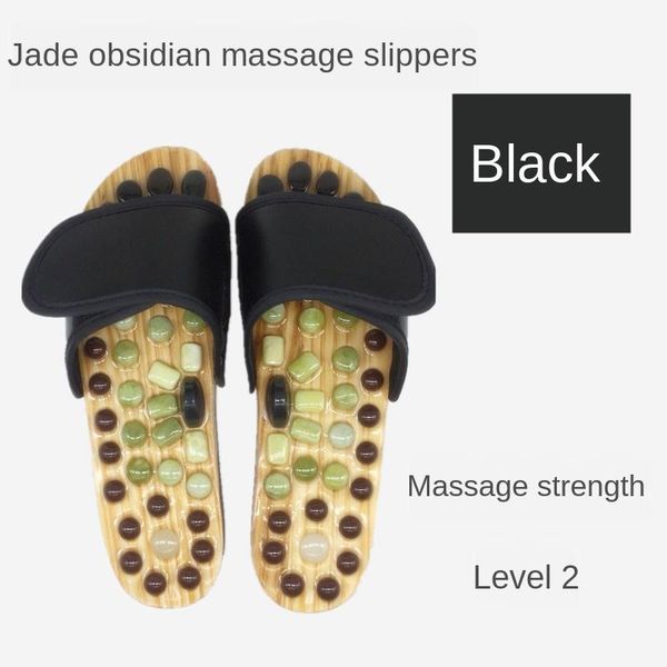 

house slippers men mens shoes for leather sandals pebbles foot point massage woman agate to relieve stress, Black