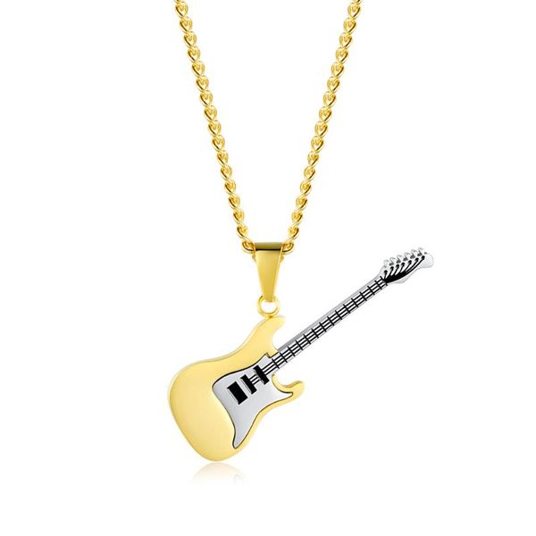 

pendant necklaces titanium steel guitar music series necklace men women metal musical instrument, Silver