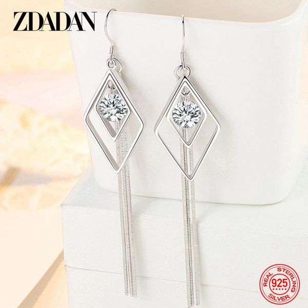 

dangle & chandelier zdadan 925 sterling silver long tassel earrings for women fashion wedding jewelry gift