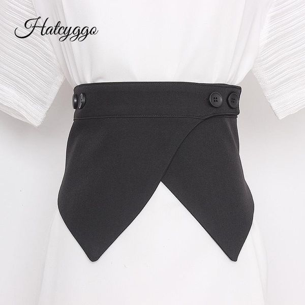 

belts hatcygg wide belt cummerbund for women waistband elastic strap female black canvas corset irregular waist accesoories, Black;brown