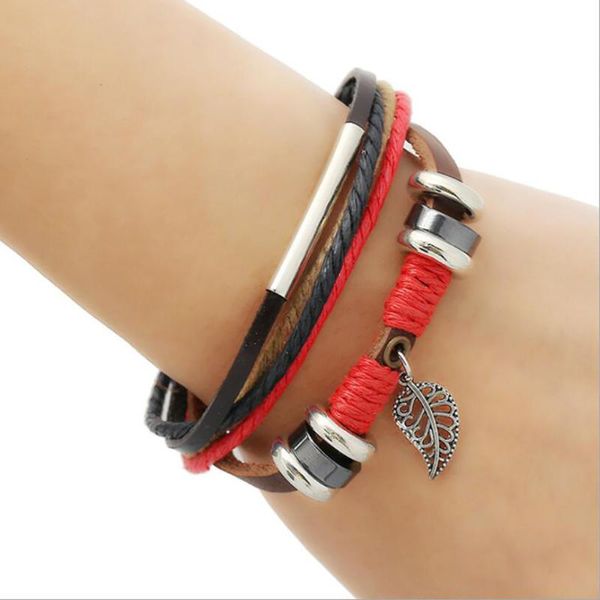 

charm bracelets creative pendant leather bracelet & braided beaded wristband for men adjustable jewelleryfor women punk& student bangl, Golden;silver