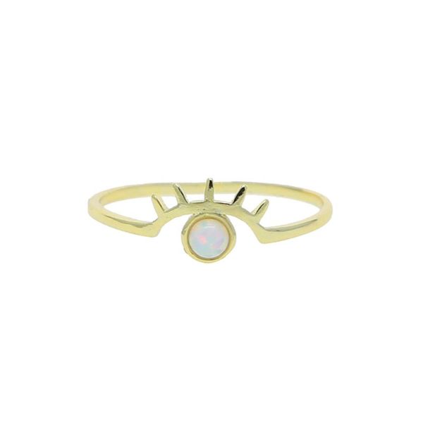 

wedding rings us size 6 7 8 gold color white fire opal stone lucky evil eye eyelash design cute lovely women finger, Slivery;golden