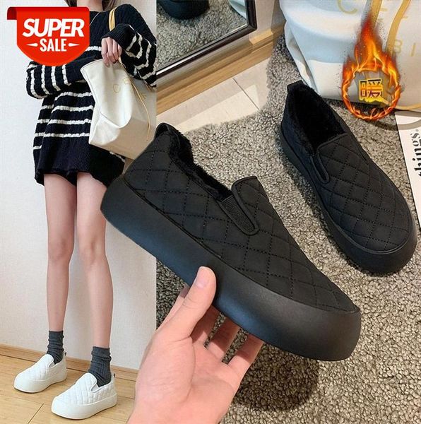 

small fragrant leather loafers women plus velvet light casual shoes lazy pedal bread cotton #xo9a