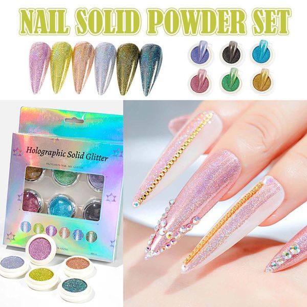 

nail glitter six-color solid magic mirror powder set, Silver;gold