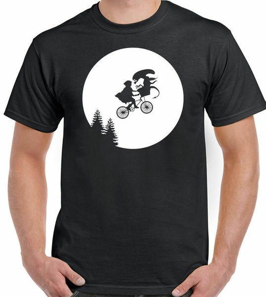 

alien e.t. parody mens funny bicycle moon mash up, White;black