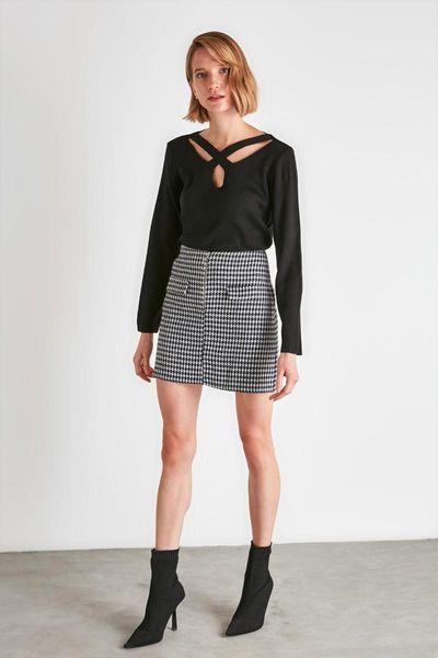 

skirts trendyol pocket detail skirt twoaw21et0689, Black