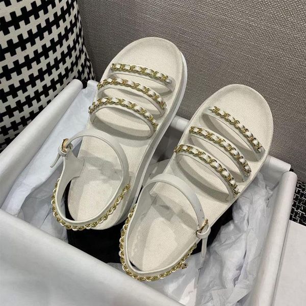 

sandals women's 2021 metal chain sandal with peep-toe platform beach summer shoes for women ladies, Black