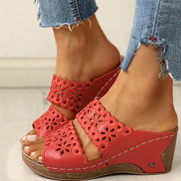 

sandals women's summer wedge comfortable set wear platform flat lace flowers shoes, Black