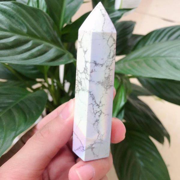 

decorative objects & figurines electroplated natural quartz howlite tower point crystal energy reiki stone home office aquarium decoration a
