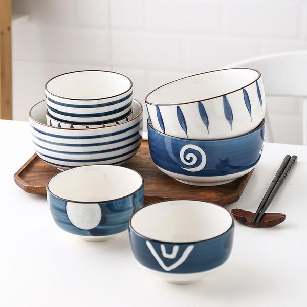 

bowls ceramic rice bowl underglaze hand-painted household japanese style tableware round creative 6 inch