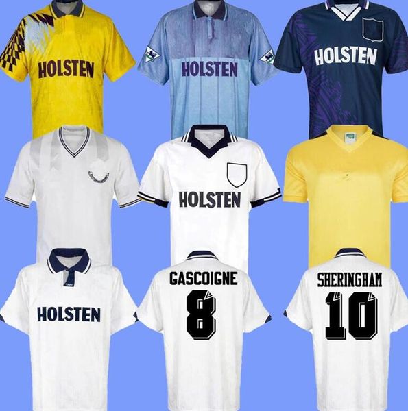 

1991 1994 spurs gascoigne retro soccer jerseys klinsmann sheringham ferdinand bale ginola lineker defoe modric anderton keane football shirt, Black;yellow