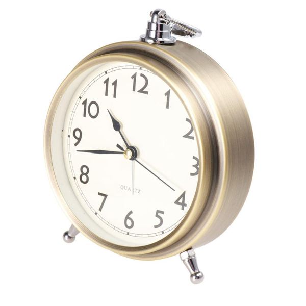 

metal alarm clock roman numerals table bedside silent sweep seconds desk & clocks
