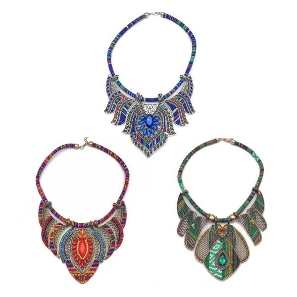 Anhänger Halsketten 652F Chunky Bib Statement Torque Choker Bohemia African Egypt Tribal