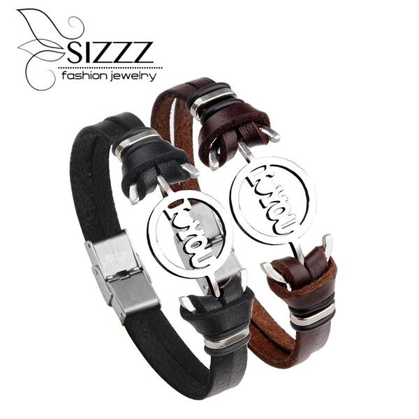 

charm bracelets 22cm long trendy stainless steel braided leather bracelet simple fashion personality letters couple for women/men, Golden;silver