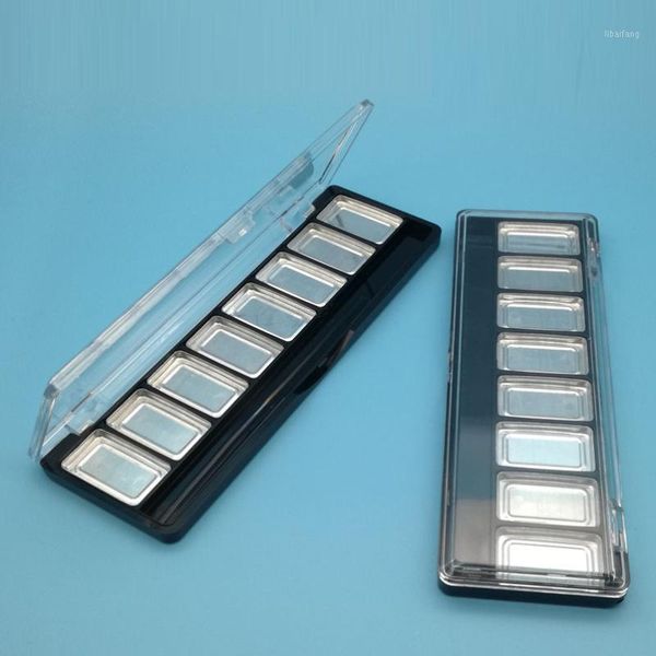 

storage bottles & jars 10pcs/lot empty rectangular 8 grids eyeshadow compact case with clear cover lip rouge/brush/eyebrow container makeup