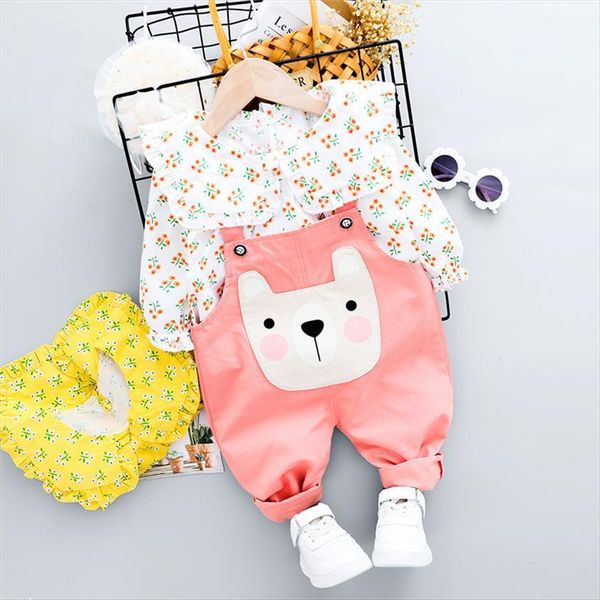 

baby girls clothing sets autumn newborn infant casual clothes lace overalls 2 piece children kids outfit, White