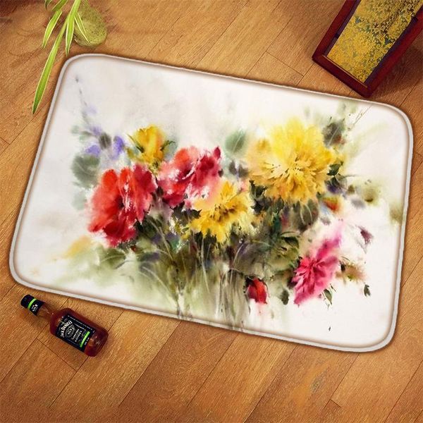 

carpets watercolor painting door mats non slip rugs digital printing crystal velvet carpet living room decoration wp-c
