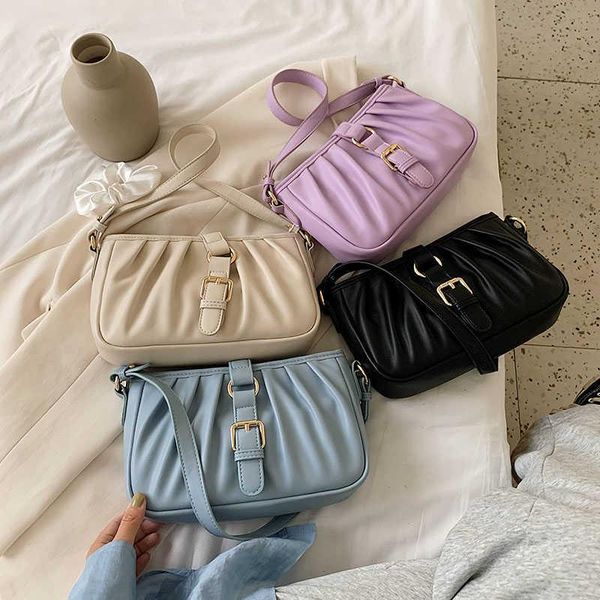

cross body black folds purple baguette bags mini leather of shoulder for women's current luxury ladies'handbag design