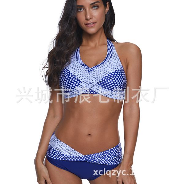 

gradient 2019 gathering bikini women's blue fashion split swimsuit, White;black