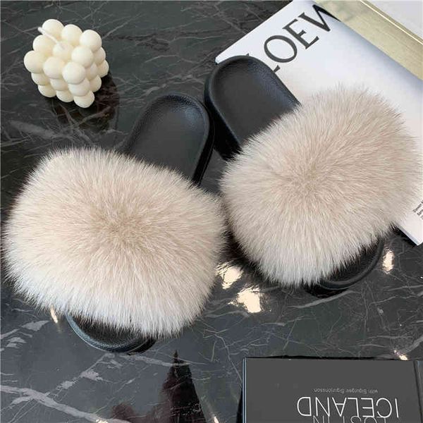 

news real brand fur slippers shoes women custom fur slides, Black