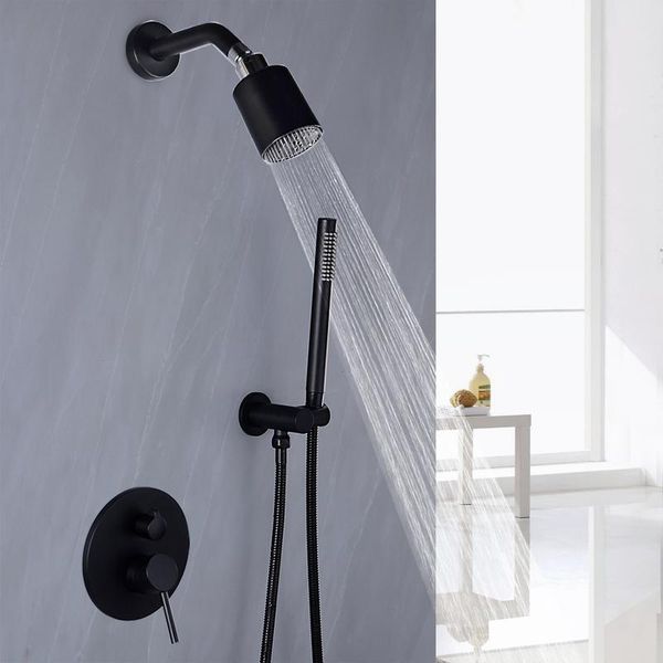 

solid brass bathroom shower set rianfall head faucet wall mounted arm mixer water matte black sets