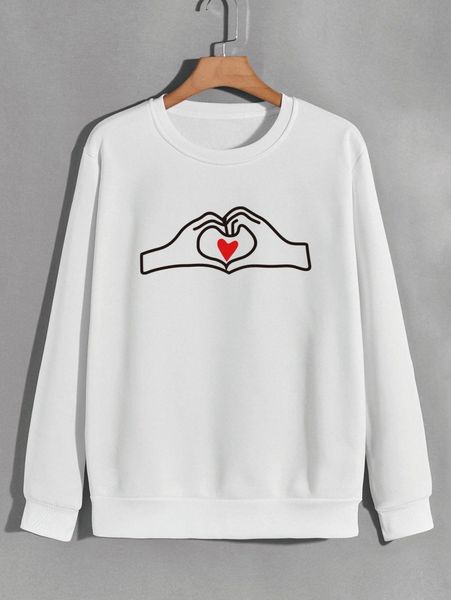 

men heart & figure graphic thermal lined sweatshirt j1gy#, Black