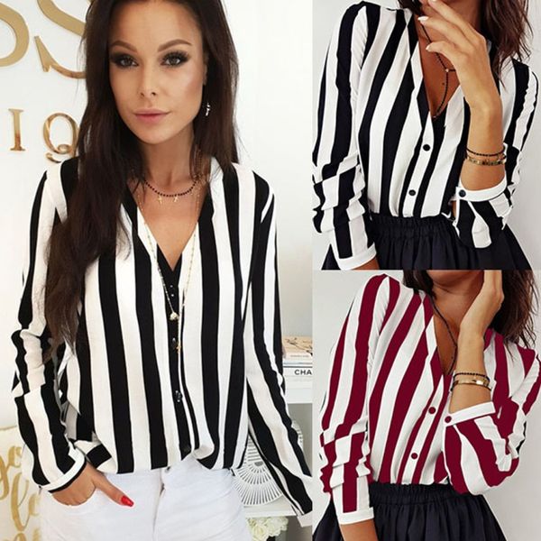 

2021 new blouse women casual striped shirts blouses female loose blusas autumn fall casual ladies office blouses sexy, White