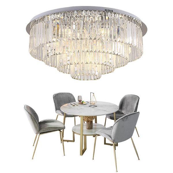 

ceiling lights modern led light clear crystal round bedroom fixture minimalist prism cristal lamp for living room dining