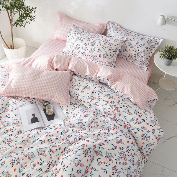

bedding sets small floral series 3/4 pc set home textile student dormitory single double sheet duvet cover pillowcase