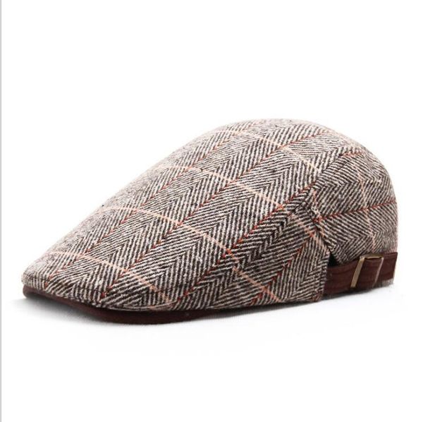 

berets men's plaid caps british classic hat women's thin forward cap, Blue;gray