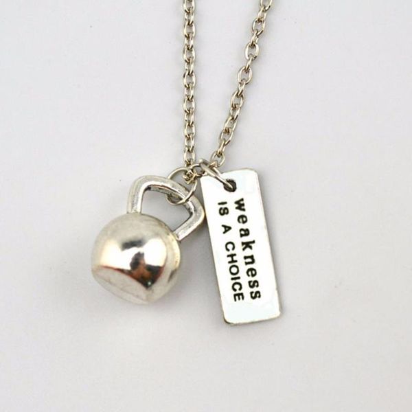 

kettle bell dumbbell me and i can strong is beautiful choose strength weakness a choice fitness necklace drop pendant necklaces, Silver