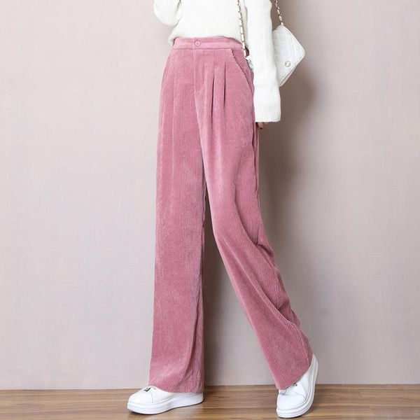 

women's pants & capris 2021 spring autumn corduroy women trousers long high waist elegant casual slim fashion thin pocket sweatpants, Black;white