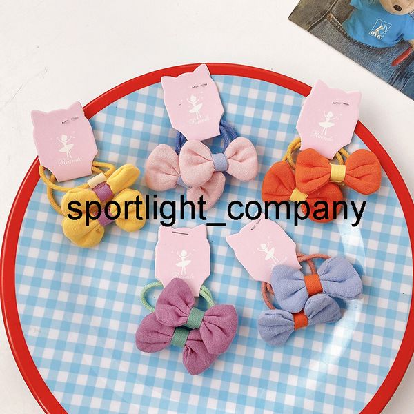 

2022 2 pcs/set children cute colors bow scrunchies rubber bands baby girls lovely soft elastic hair bands kids hair accessoroes, Slivery;white