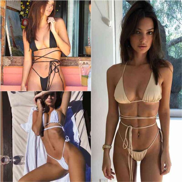 

simple 2021 women's split bandage swimsuit mini bikini 9178, White;black