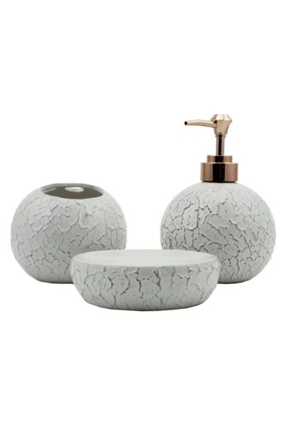 

bath accessory set miraÃ§ 3 piece ceramic bathroom round white