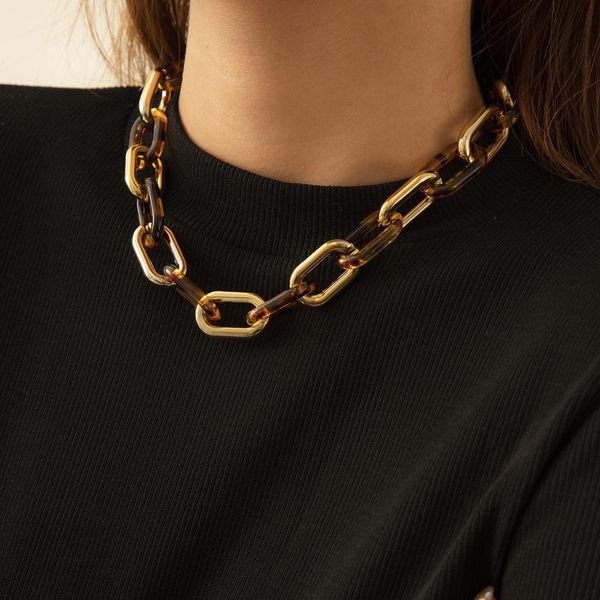 

chains punk cuban ccb chain choker necklace trendy selling hip hop thick neck 2021 fashion acrylic collar for women, Silver