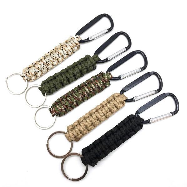

keychains outdoor umbrella rope carabiner keychain hanging seven core braided remove before flight, Silver