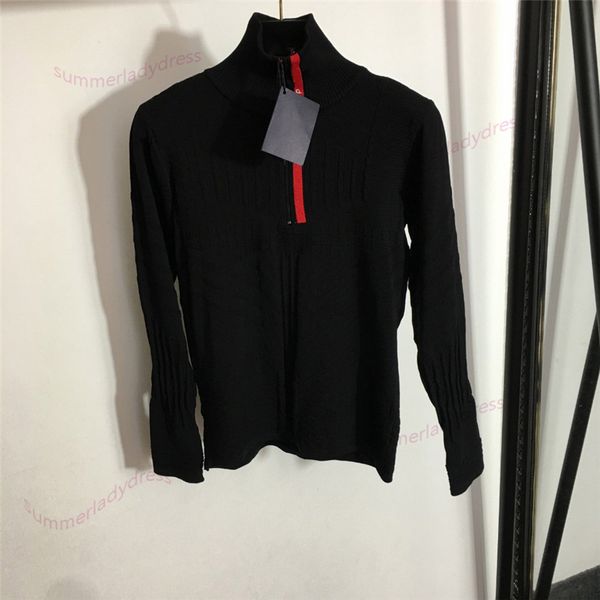 

hight collar zipper sweaters pattern long sleeves simple style tight knits shirt autumn thin warm bottoming shirts, White;black