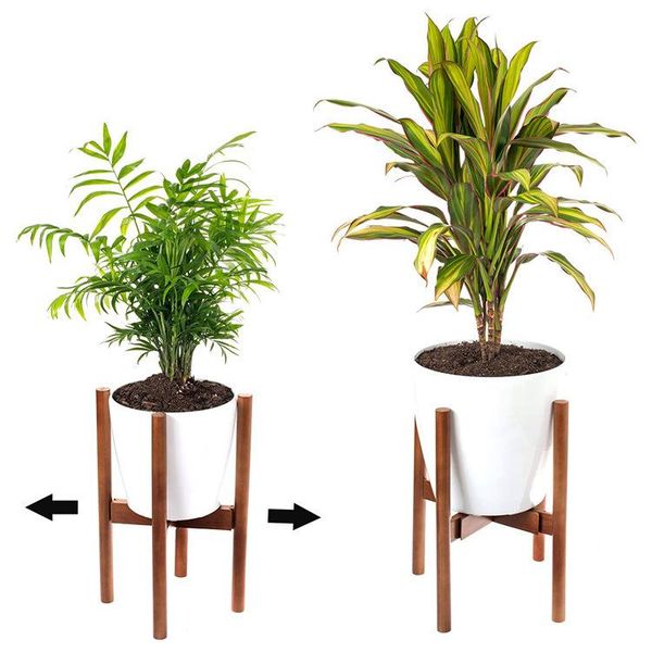 

garden flower stands adjustable wooden plant stand modern reversible planter display shelf for home office bedroom planters & pots