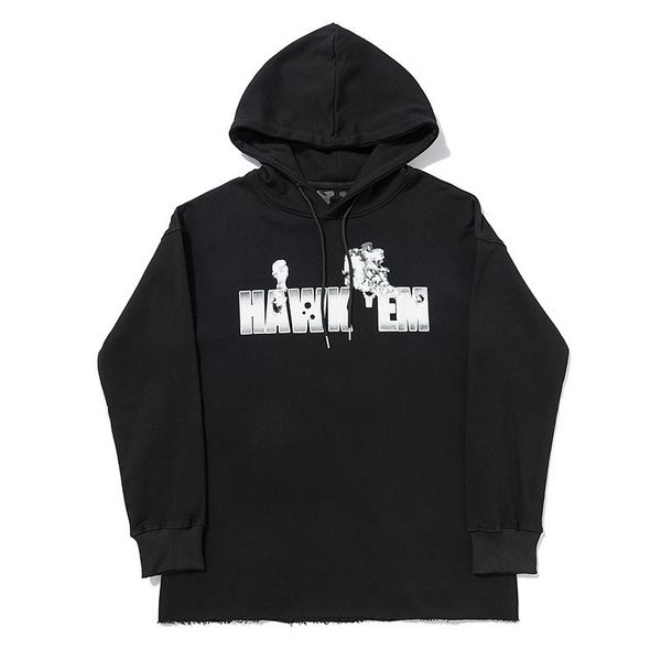 

fashion fleece hoodies brand street letter hooded sweater men's women's hoodie coat, Black