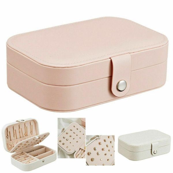

jewelry box ring earring necklace storage case travel organizer pink women gift cosmetic bags & cases