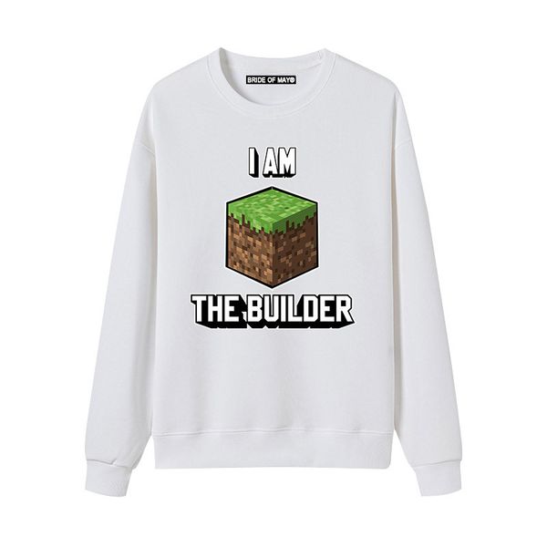

minecraft square men's round neck sweater 3dt printed pattern sleeve long loose, comfortable and soft, Black